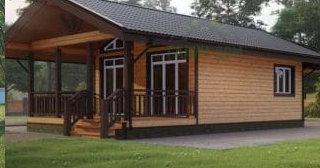 Проект одноэтажного дома из бруса с террасой - Строительство в Мегионе от Строй-Мго от 133211 руб.